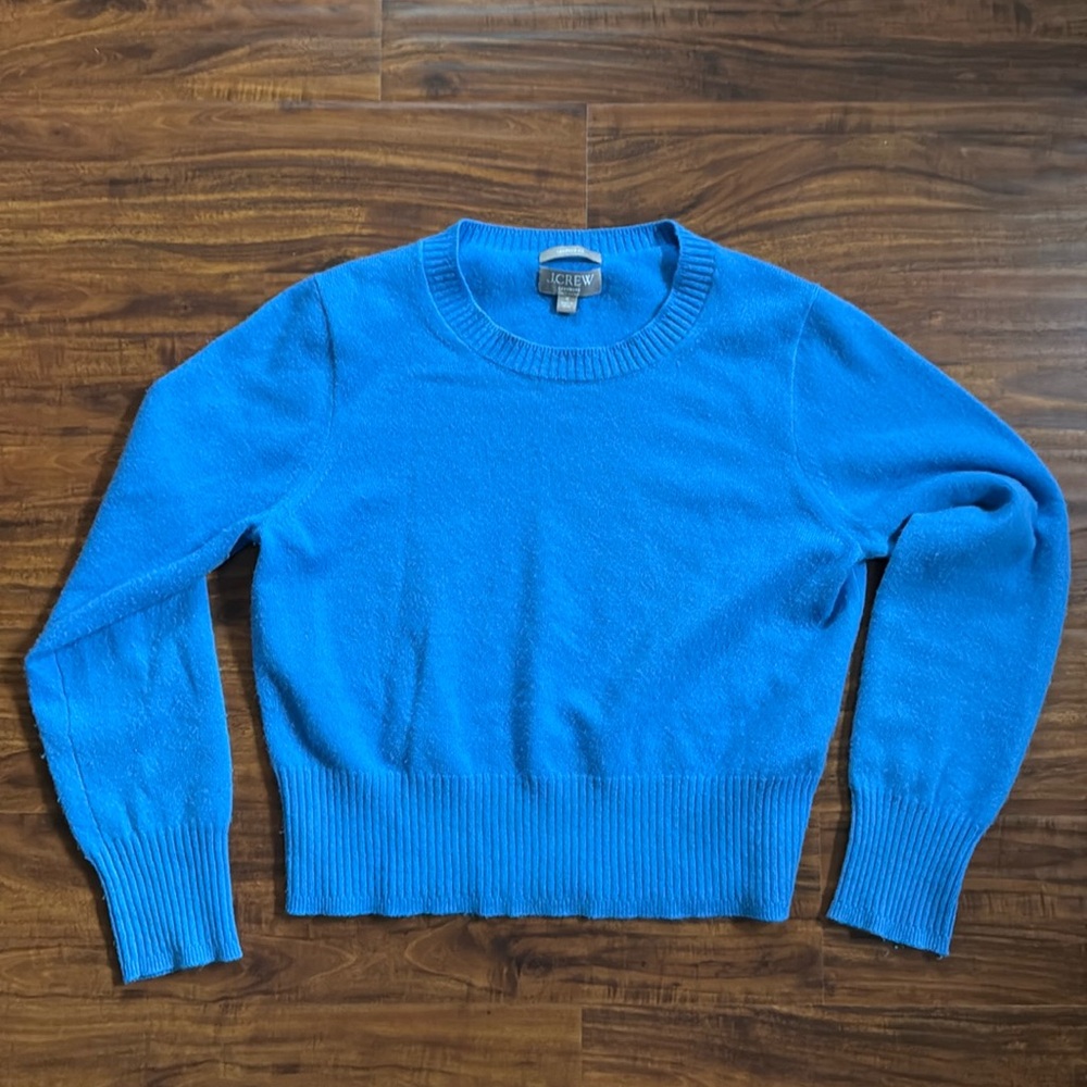 J Crew Cashmere Shrunken Crew Sweater, medium